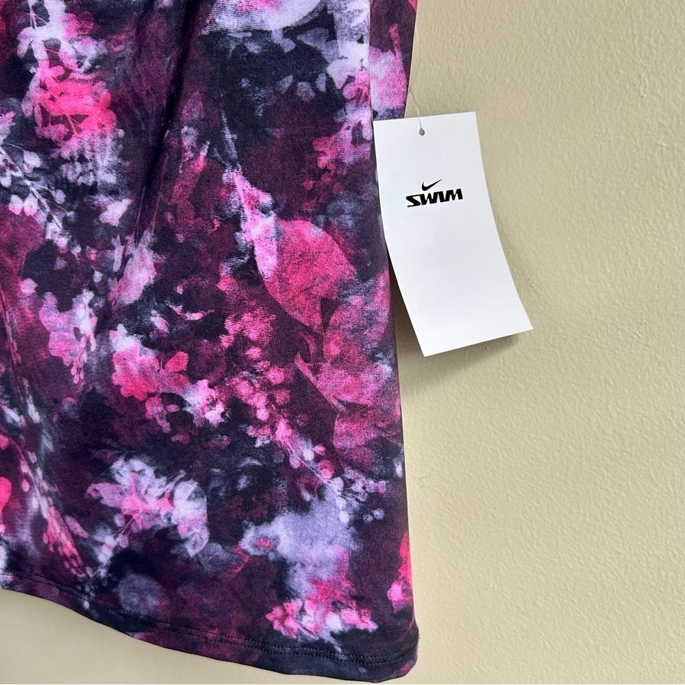 Nike powerback tankini swim top with purple and pink print women's size XS NWT - Picture 3 of 6